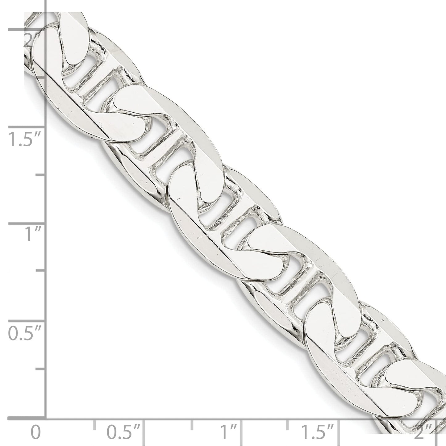 Sterling Silver 11.5mm Flat Anchor Chain 24 Inches
