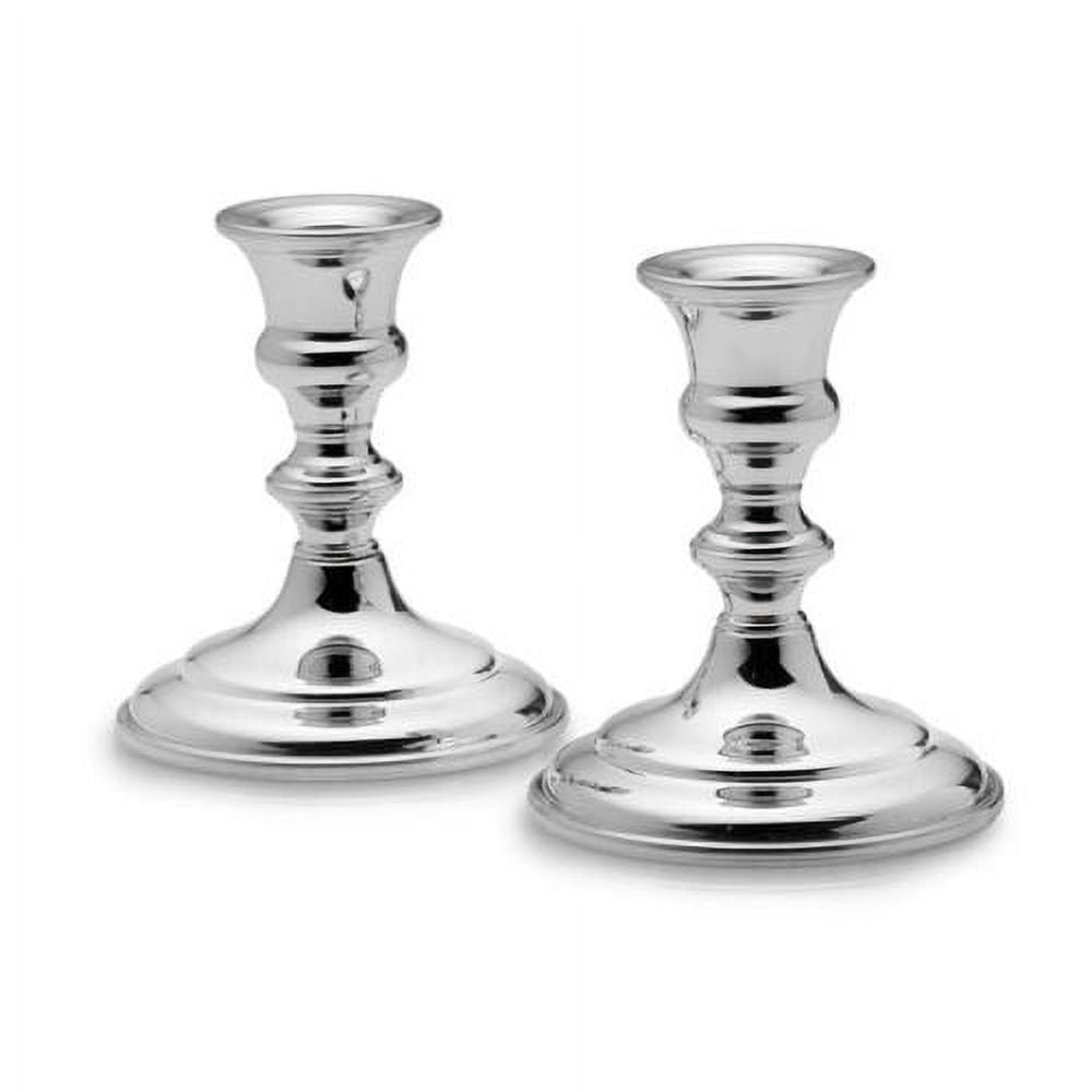 Empire Silver Pewter Pair Candlesticks, Small