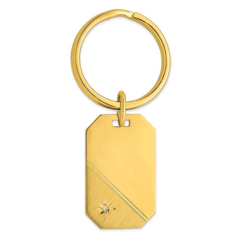 Gold-plated Kelly Waters Star Cut .001ct. Diamond Key Ring QGL8688