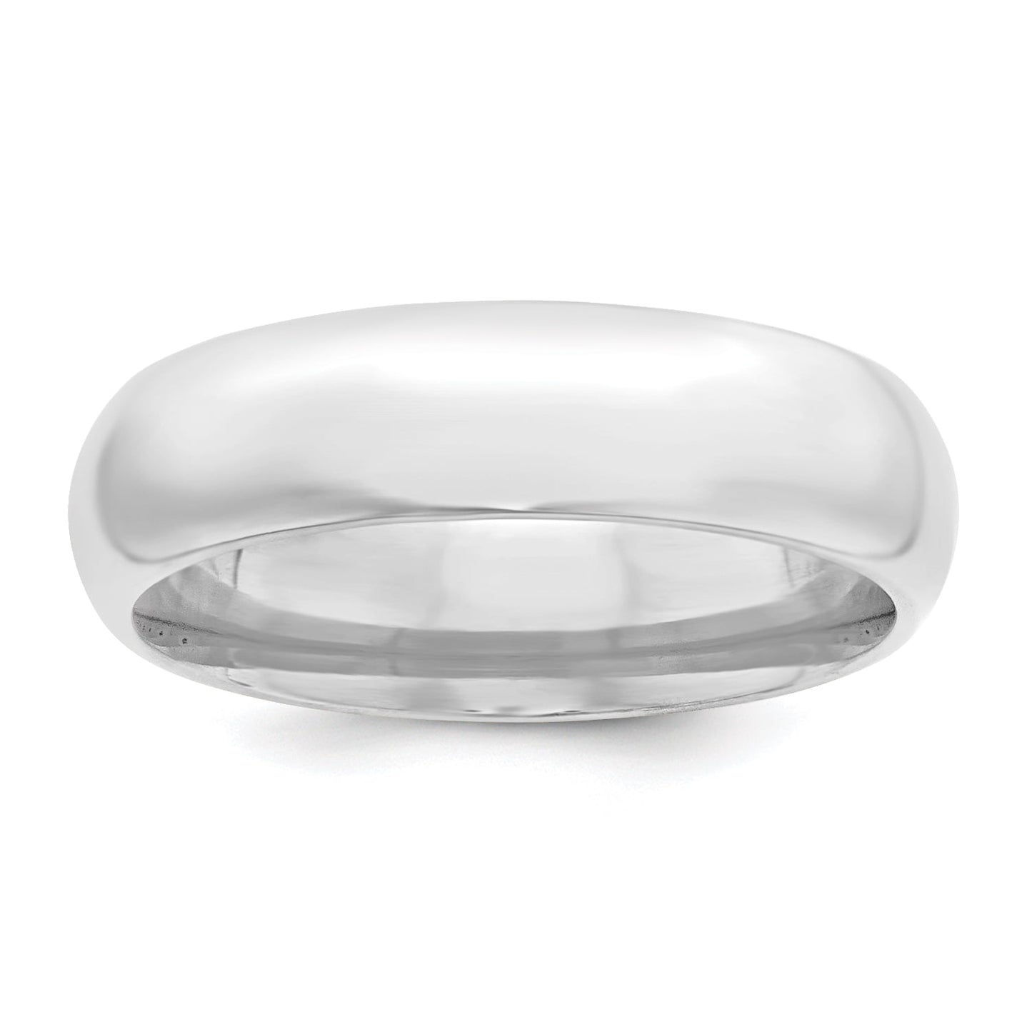 Sterling Silver Rhodium-plated 6mm Comfort Fit Size 6.5 Band