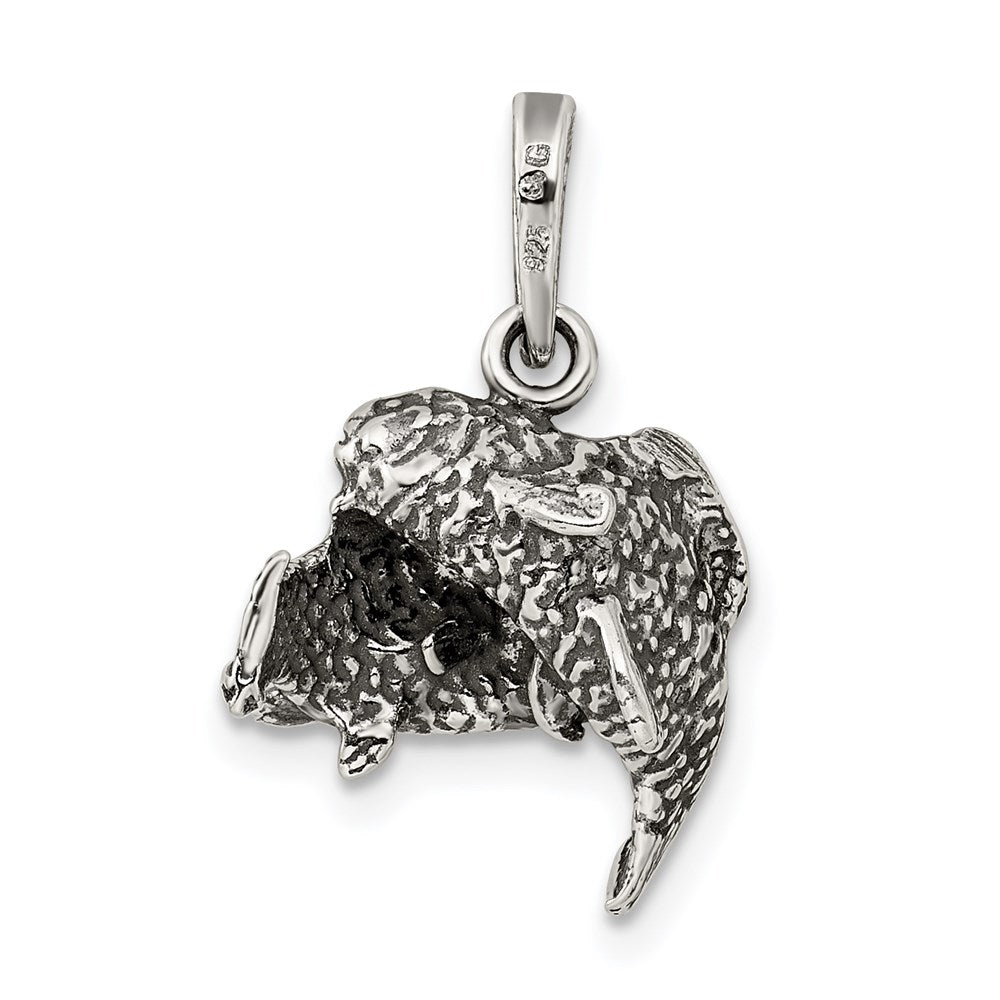 Sterling Silver Antiqued Pisces Zodiac Pendant