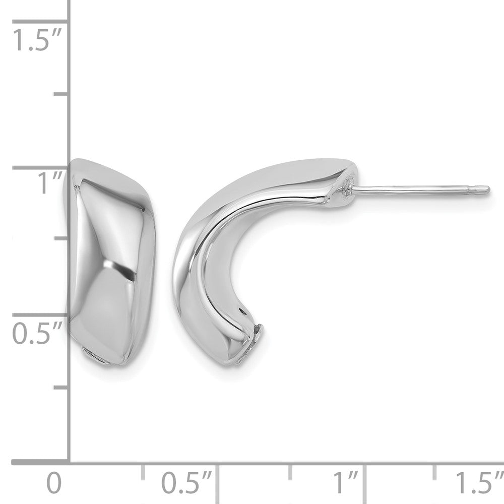 Sterling Silver Rhodium-plated Polished J-Hoop Earrings