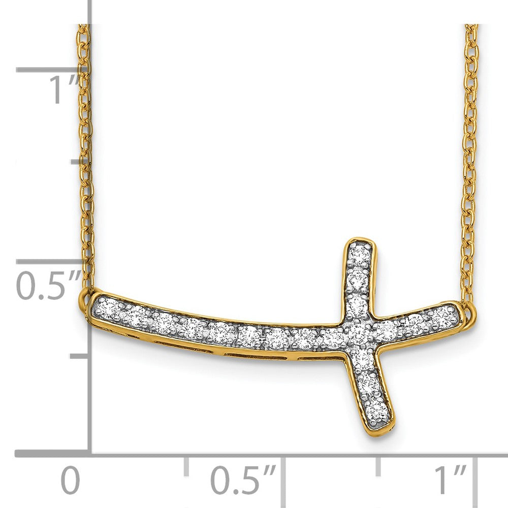 14k 1/5 carat Lab Grown Diamond VS/SI+ G+ 18 inch Sideways Cross Necklace