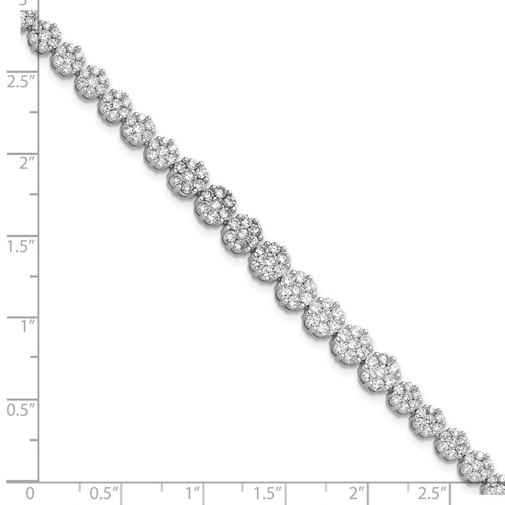 Cheryl M Sterling Silver Rhodium-plated Fancy Graduated Brilliant-cut CZ Cluster 7 Inch Bracelet with 1 Inch Extender