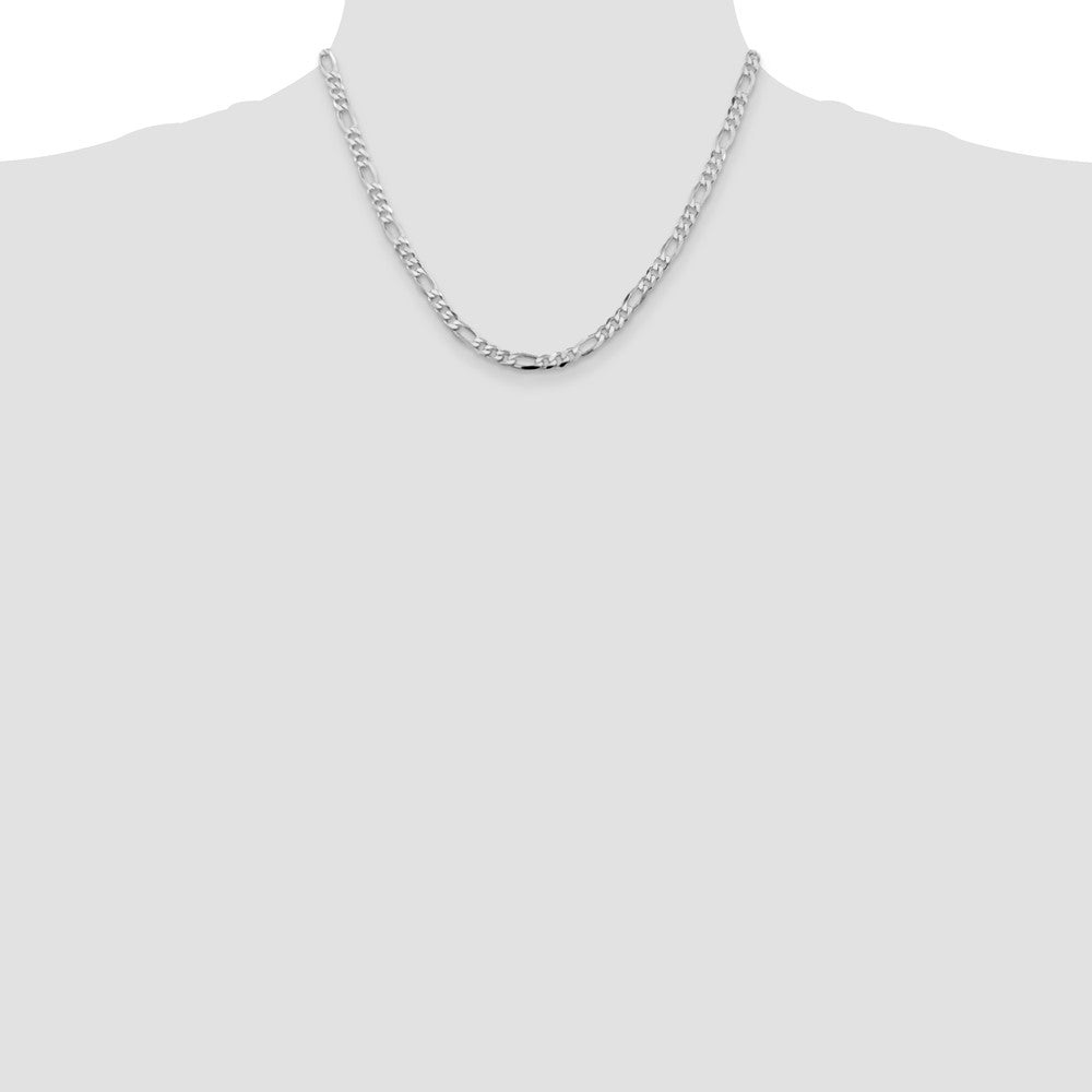Sterling Silver Rhodium-plated 4.5mm Figaro Chain 18 Inches