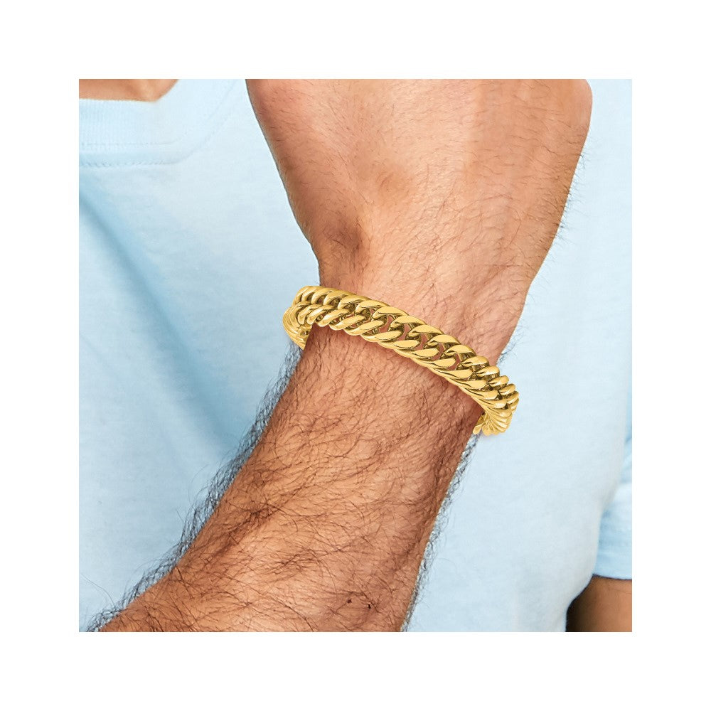 Stainless Steel Polished Yellow IP-plated 12mm Heavy Curb 8.5in Bracelet 8.5 inches