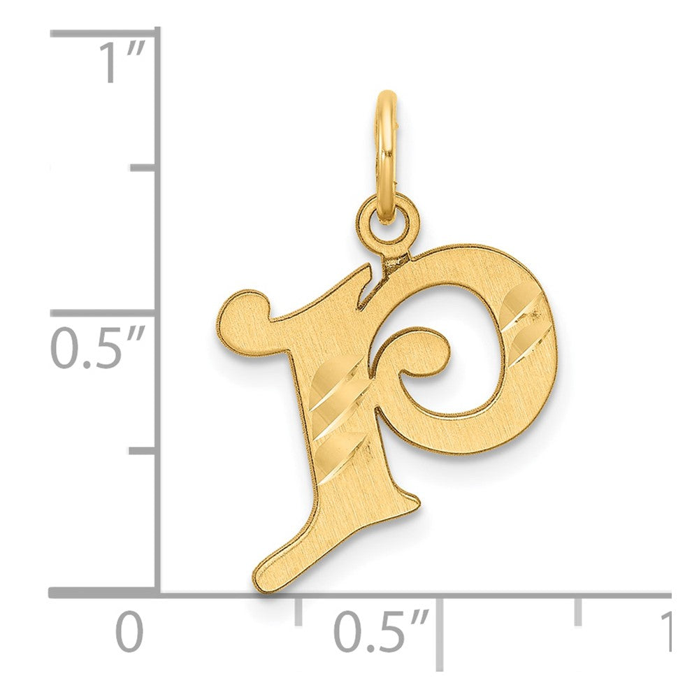 14K Diamond-cut Letter P Initial Charm