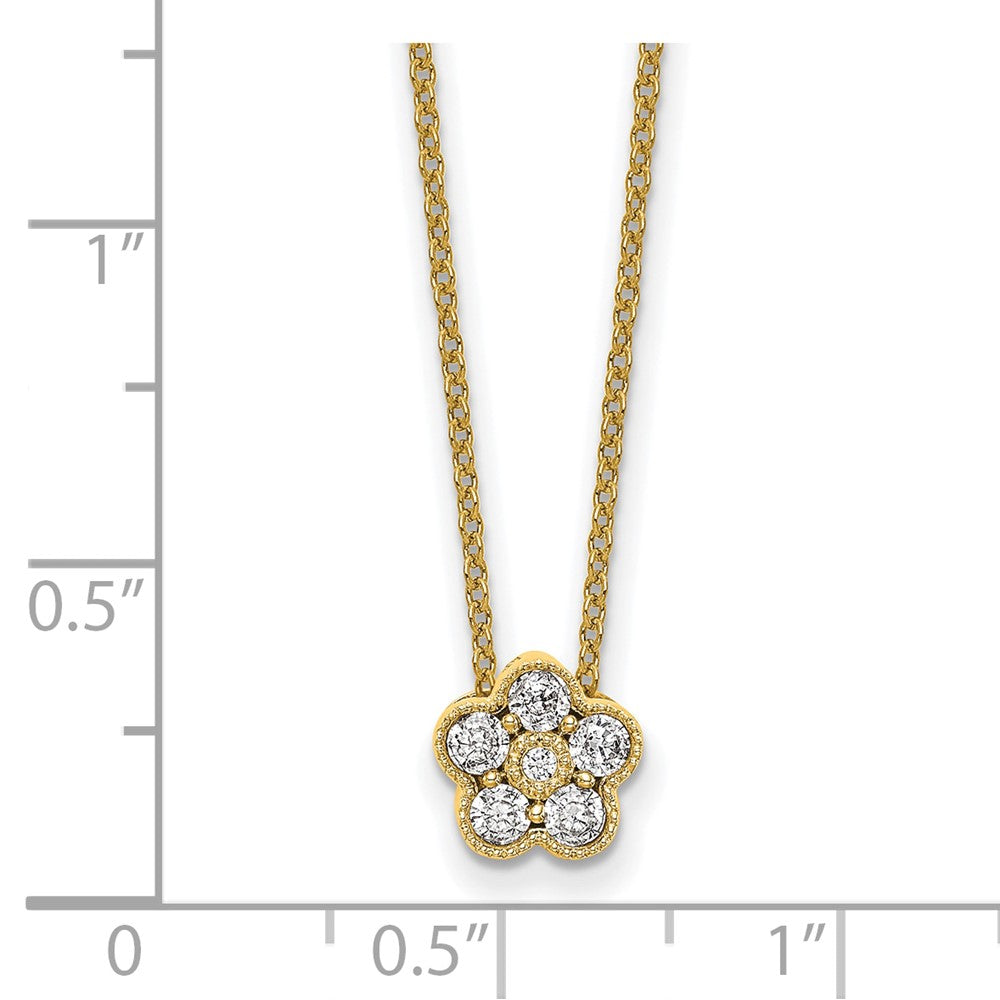True Origin 14k 1/4 carat Lab Grown Diamond VS DEF 18 inch Floral Pendant Necklace