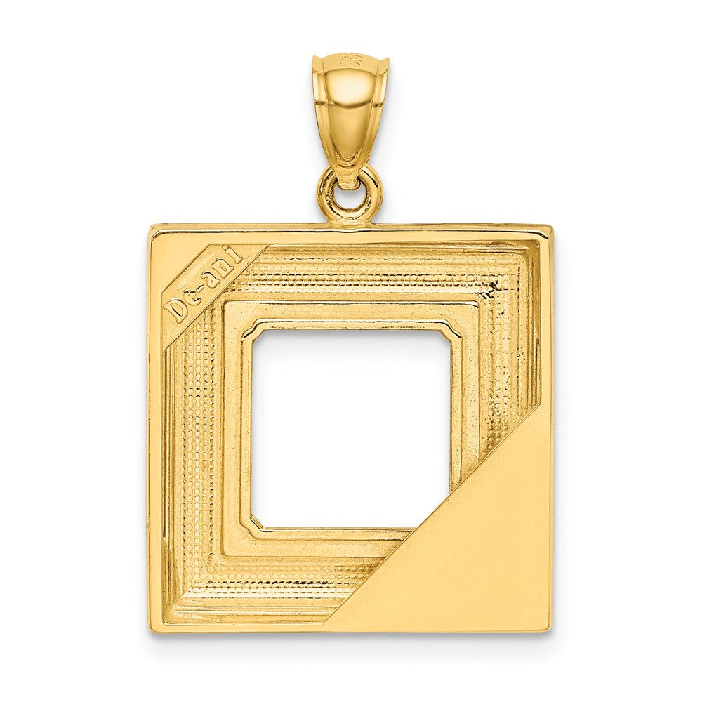 14K w/ Enamel Aqua Floral Picture Frame Charm