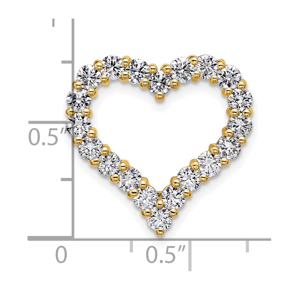 14k 1 1/2 carat Lab Grown Diamond VS/SI+ G+ Heart Chain Slide Pendant