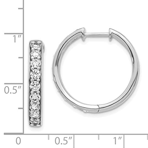 14k White Gold 1.25 carat Diamond Hinged Hoop Earrings