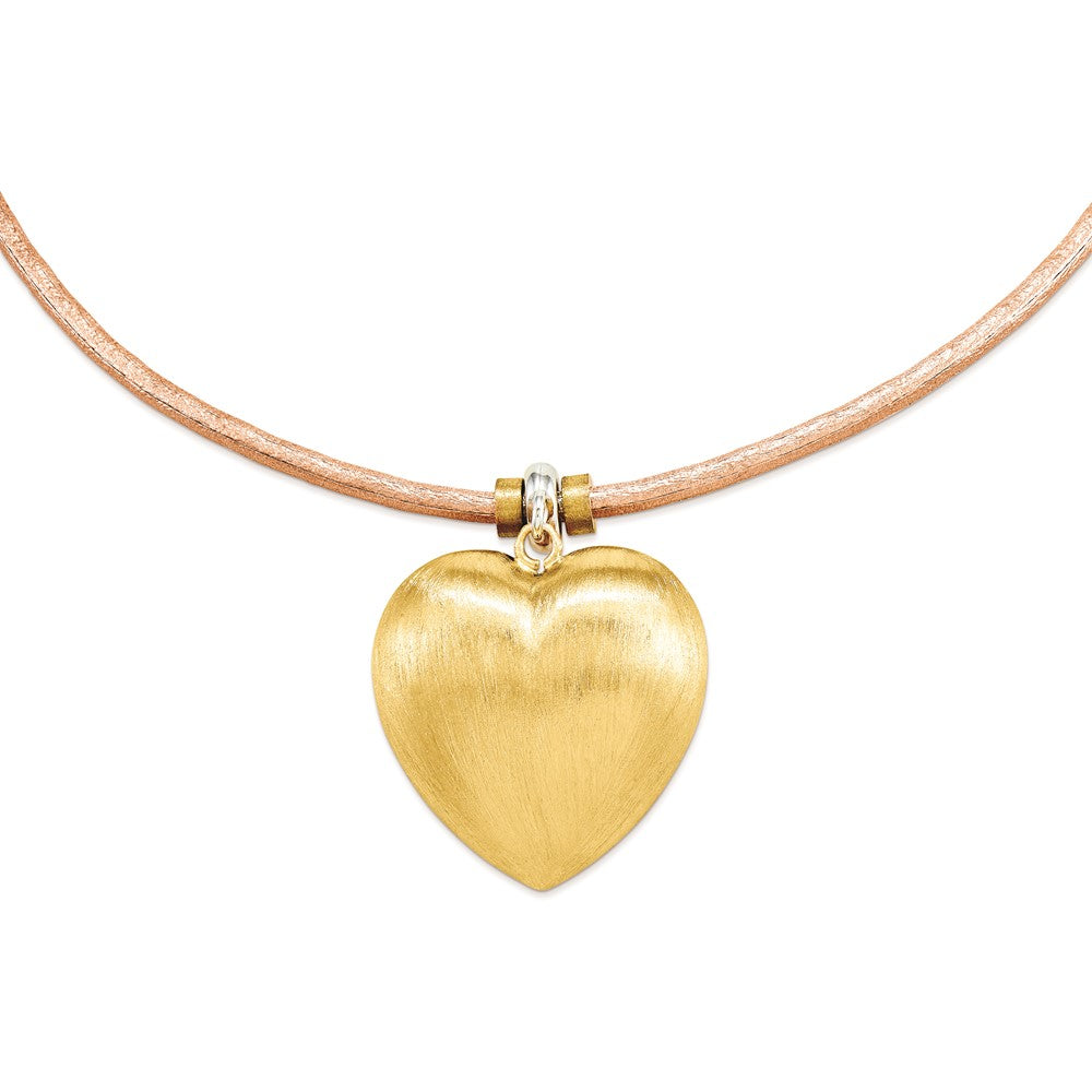 Sterling Silver Gold plated heart on round 18 in neck