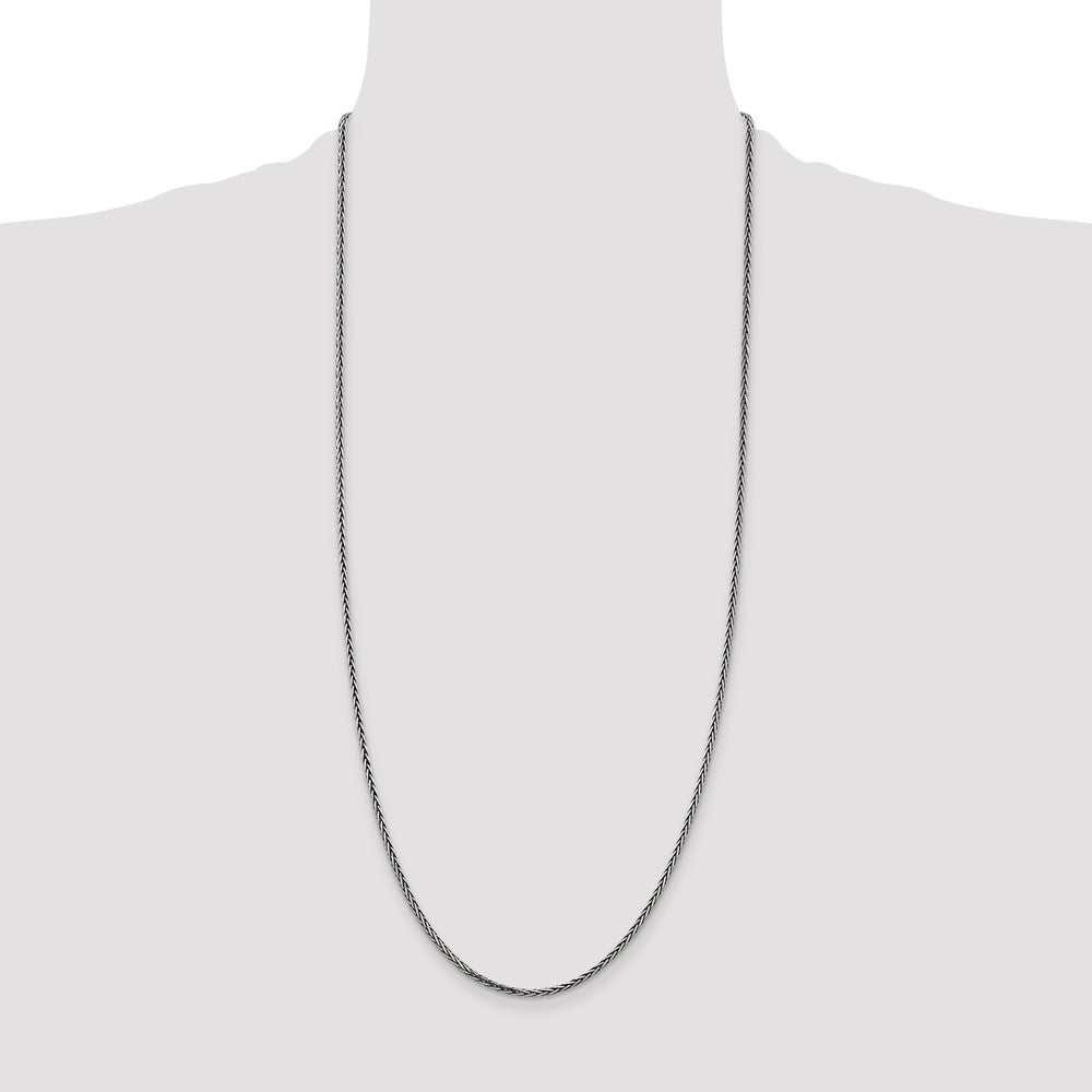 Sterling Silver Antiqued 2.2mm Solid Square Spiga Chain 30 Inches