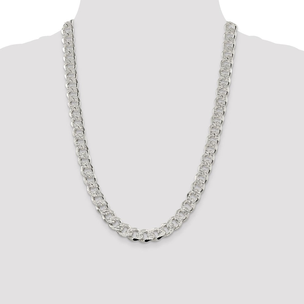 Sterling Silver 11.0mm Pav‚ Curb Chain 24 Inches