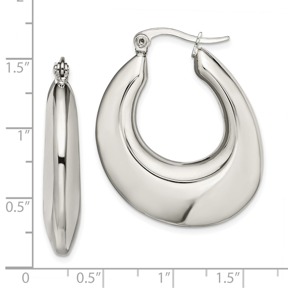 Stainless Steel Polished Teardrop Hollow Hoop Earrings