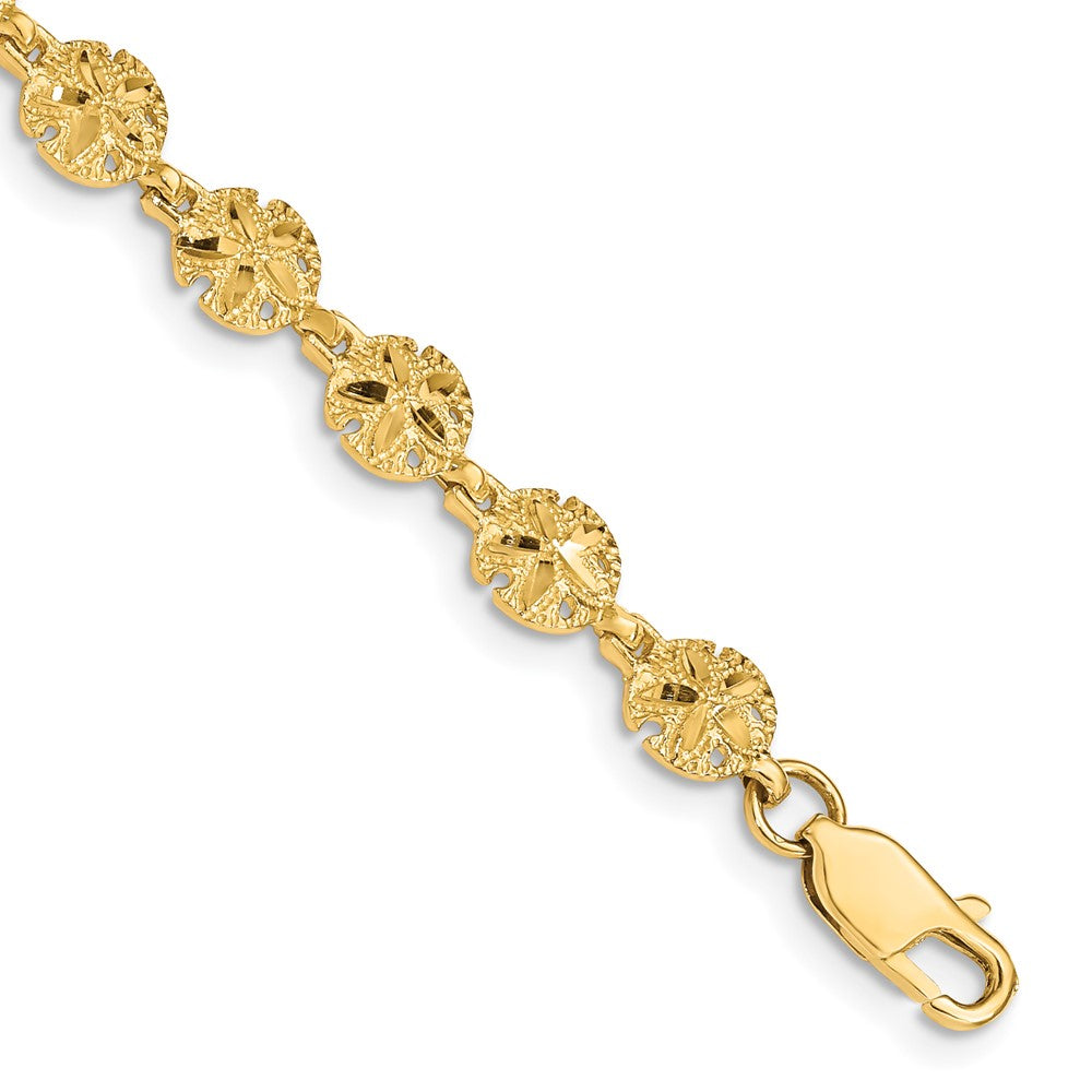 14k Polished and Textured Sand Dollar 7.25 inch Bracelet 7.5 inches