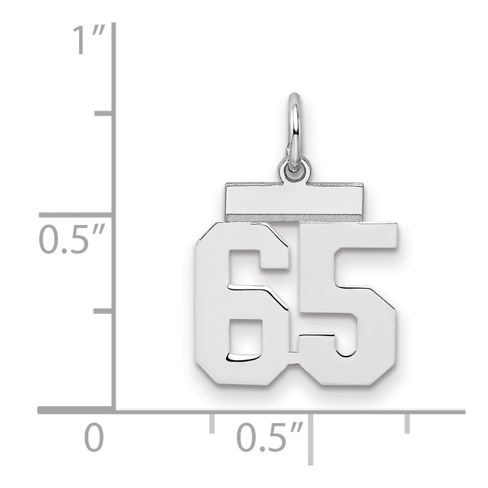 Sterling Silver/Rhodium-plated Polished Number 65 Charm