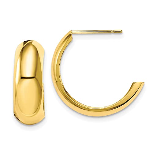 10k Polished 6.5mm J-Hoop Earrings