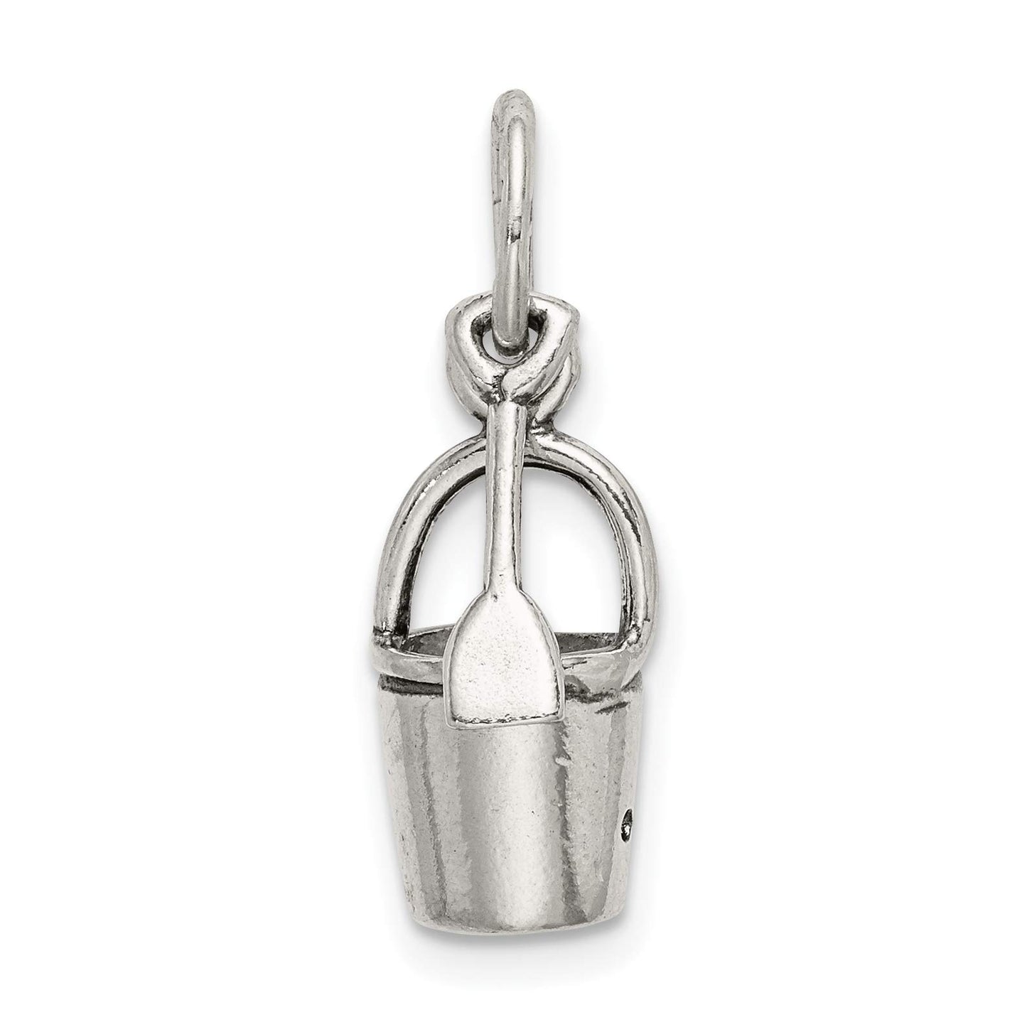 Sterling Silver Antiqued Sand Bucket and Shovel Charm