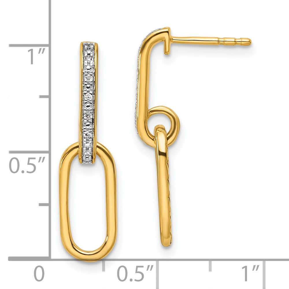 14K Polished Diamond Paper Clip Link Fashion Dangle Post Earrings