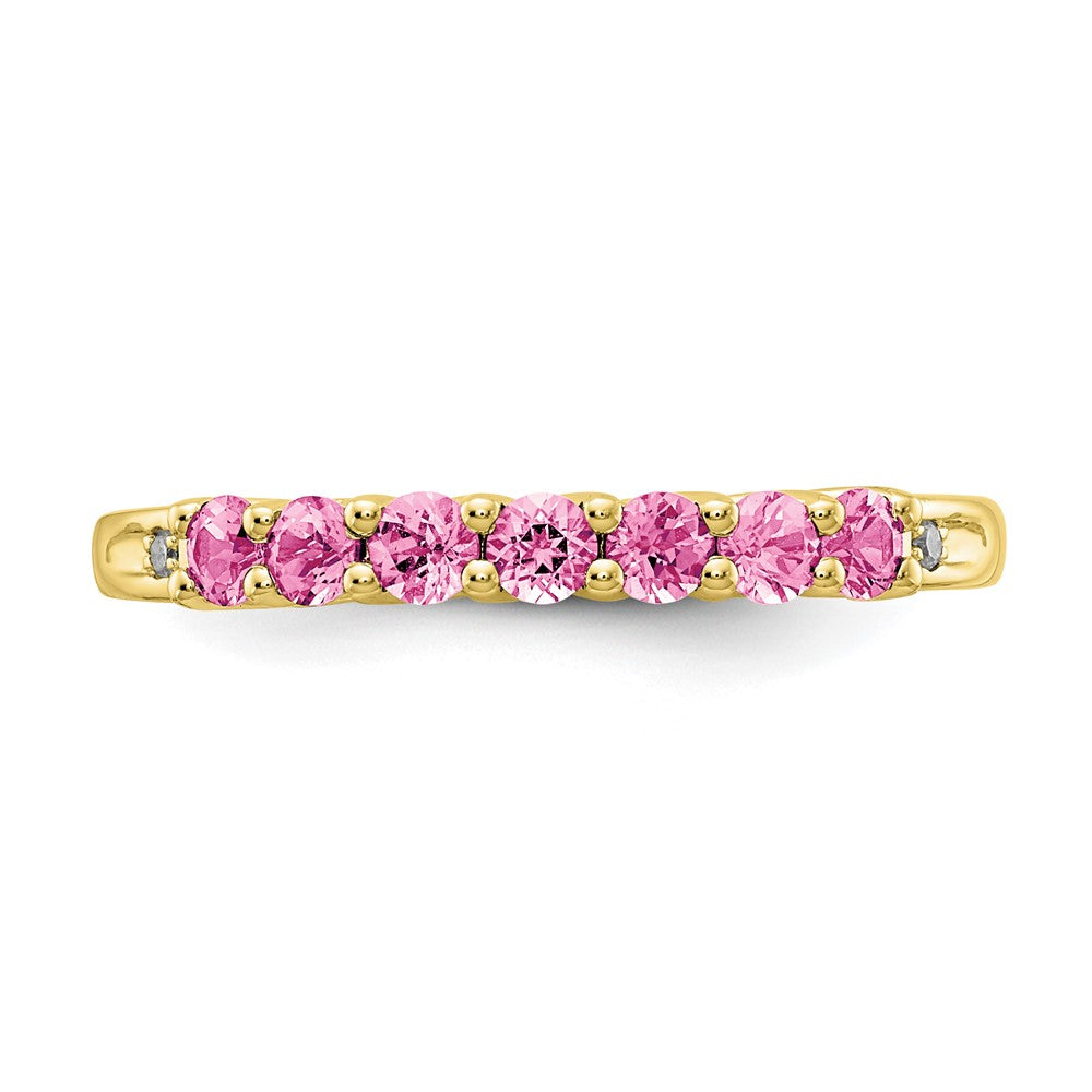10k Yellow Gold CR Pink Sapphire & Diamond Ring