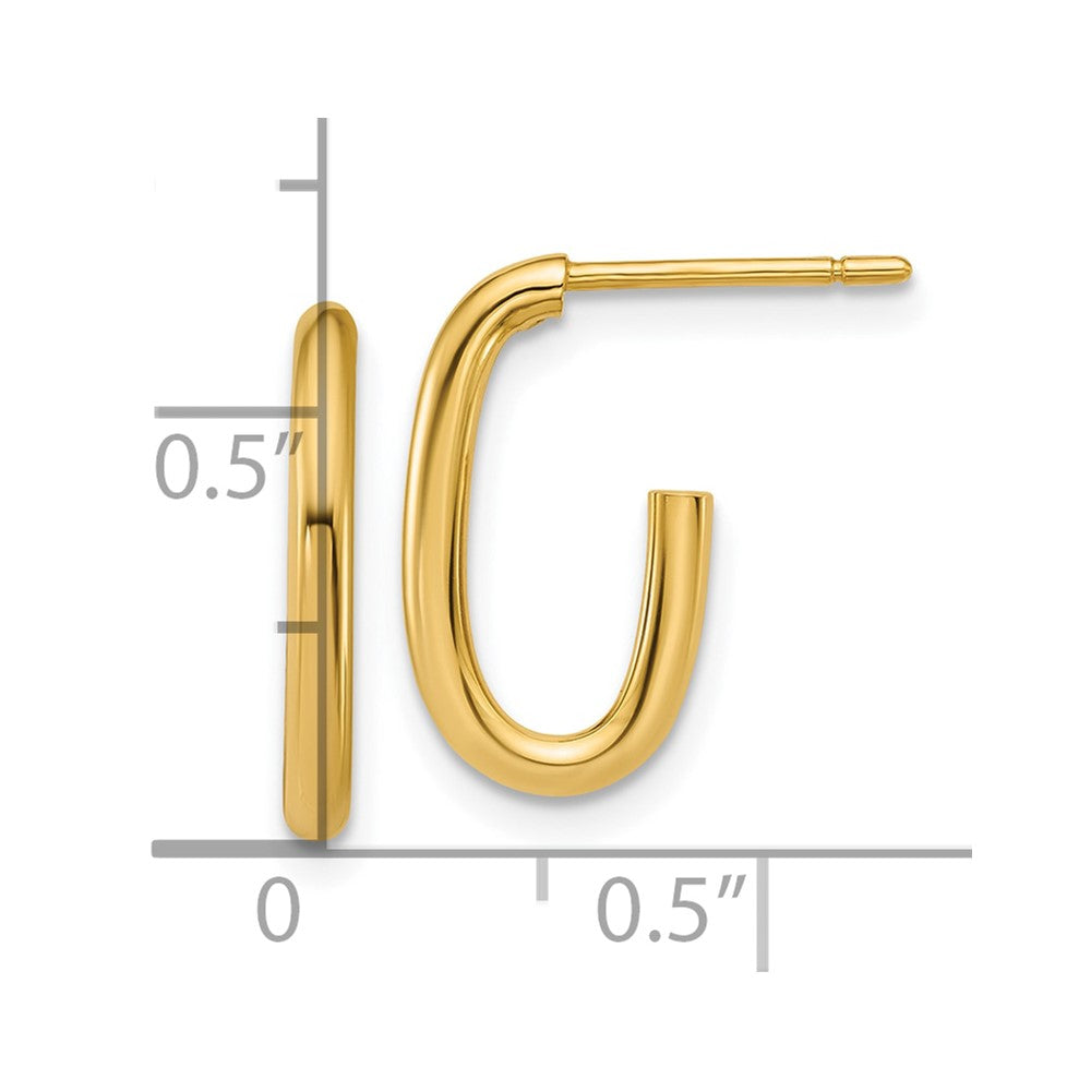 14K Polished 2.0mm Oval Post J-Hoop Earrings