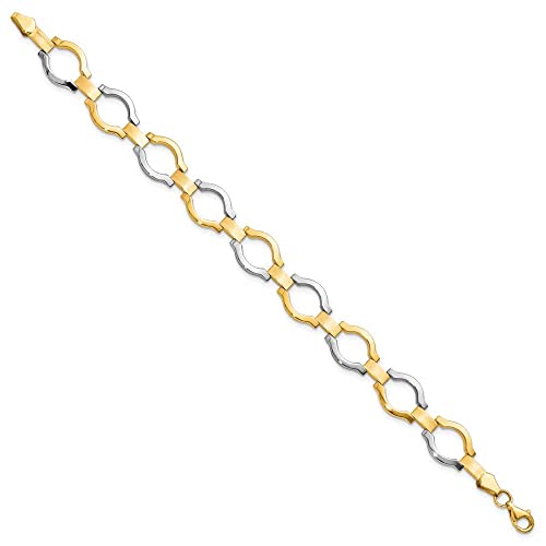 14K w/Rhodium Fancy Link Bracelet