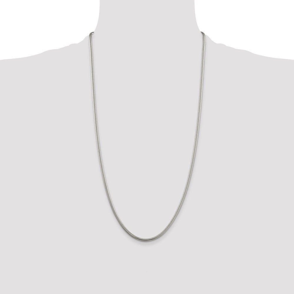 Sterling Silver 3mm Round Snake Chain 28 Inches