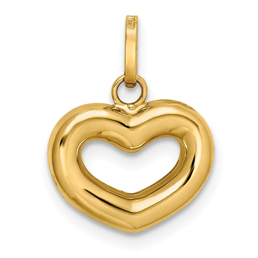 14k Polished Cut-out Puffed Heart Charm