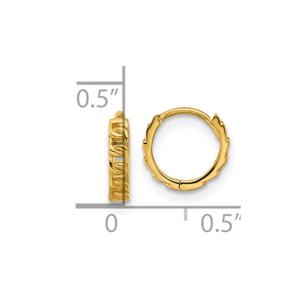 14K Polished Curb Link Round Hinged Hoop Earrings