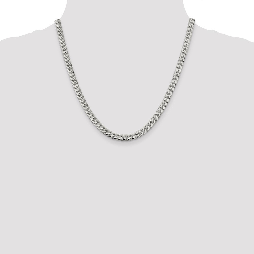 Sterling Silver 6mm Domed w/ Side D/C Curb Chain 20 Inches