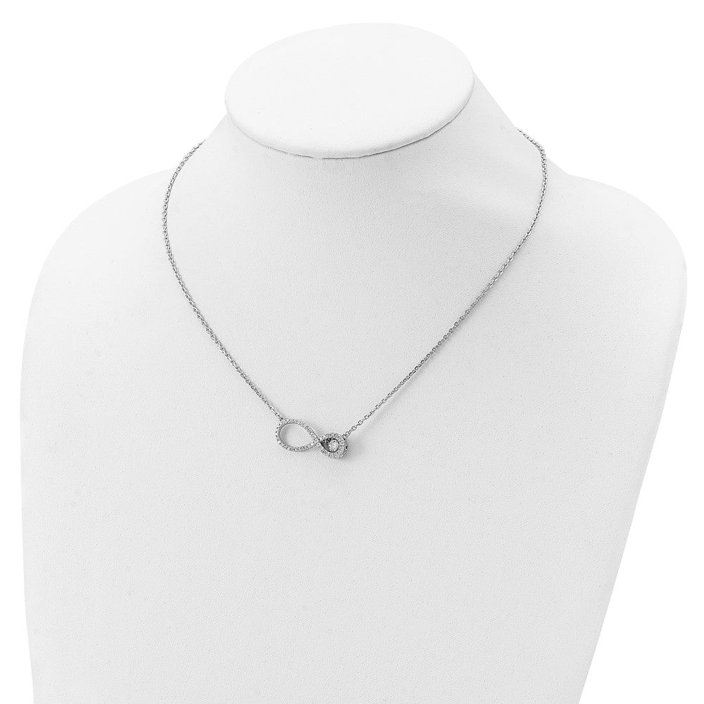 Sterling Silver Polished Vibrant CZ Infinity Necklace 16 Inches