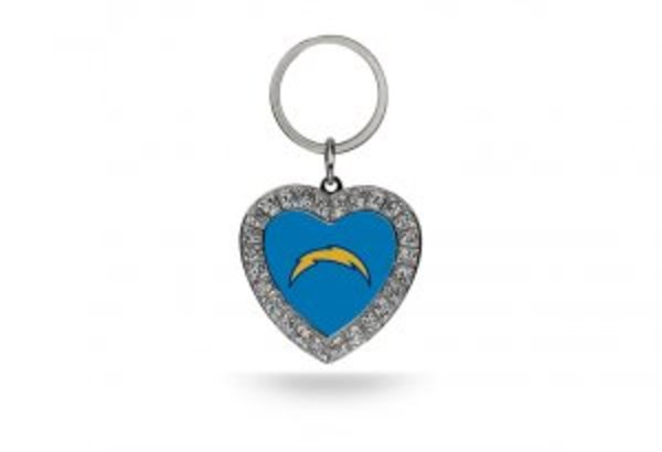 NFL LA Chargers Rhinestone Heart Key Ring QGC7946