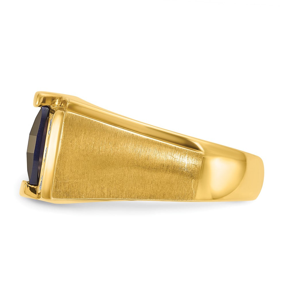 14k IBGoodman Men's Created Sapphire and 1/20 carat Diamond Complete Ring