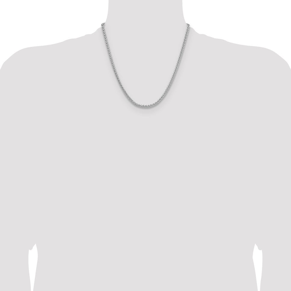 Sterling Silver Rhodium-plated 3.5mm Diamond-cut Square Spiga Chain