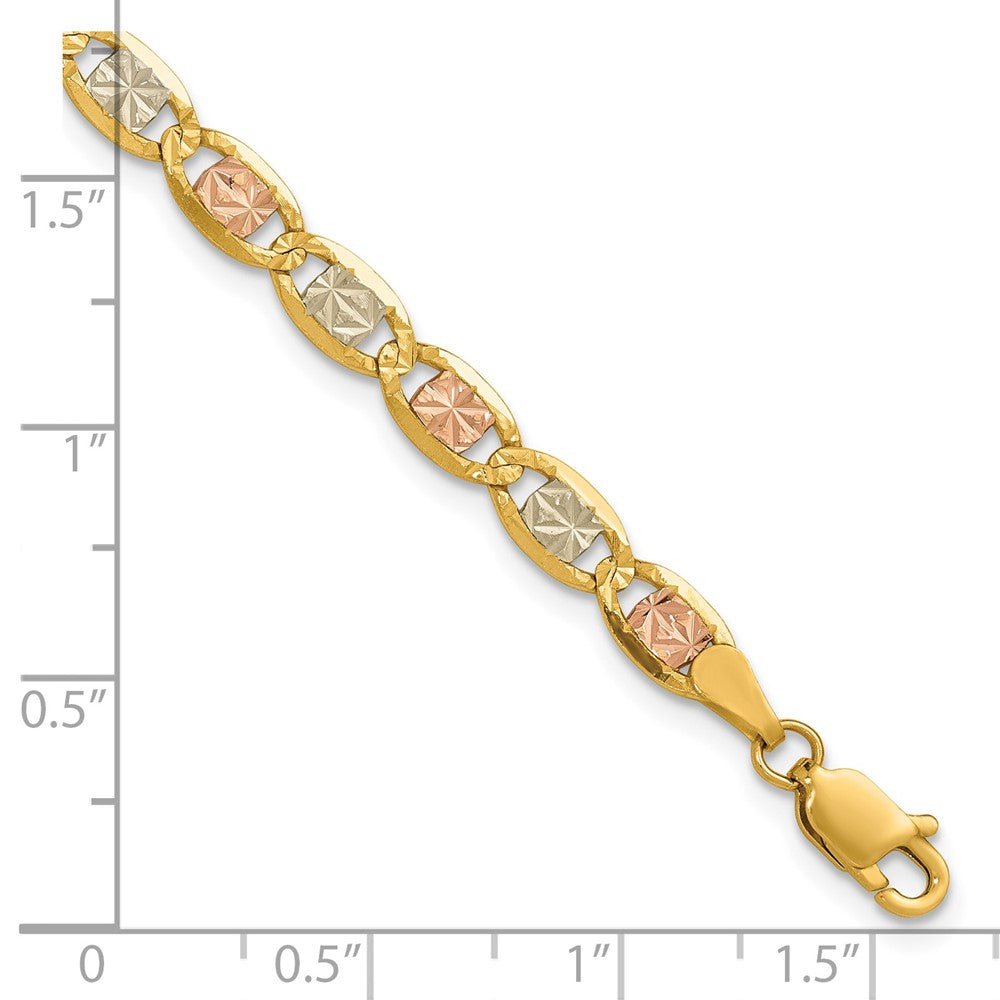 14k 4.65mm Tri-color Gold Pav‚ Valentino Chain