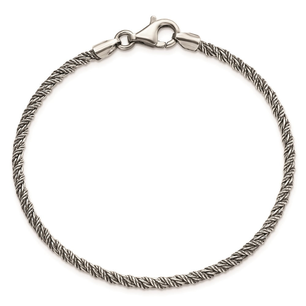Sterling Silver Antiqued Polished Rope Bracelet 8 inches