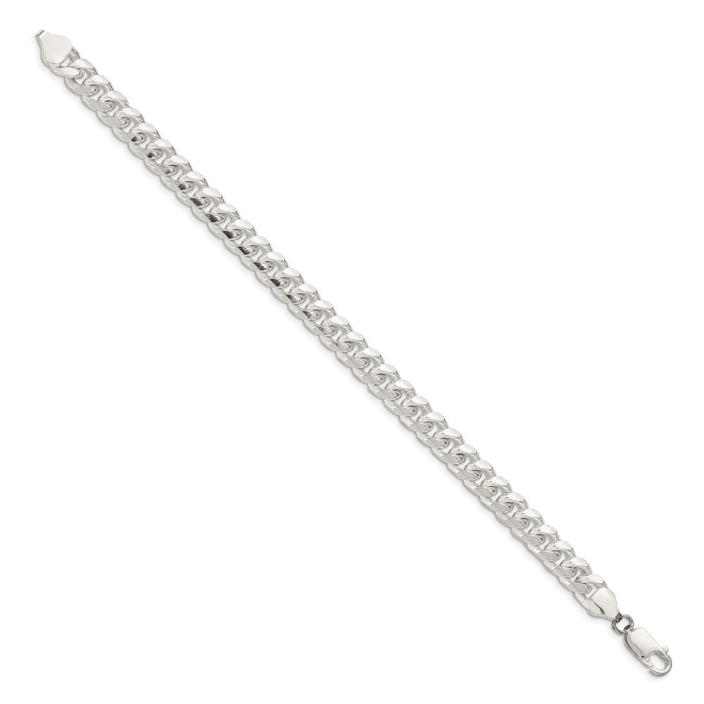 Sterling Silver 7.35mm Domed w/ Side D/C Curb Chain 9 inches