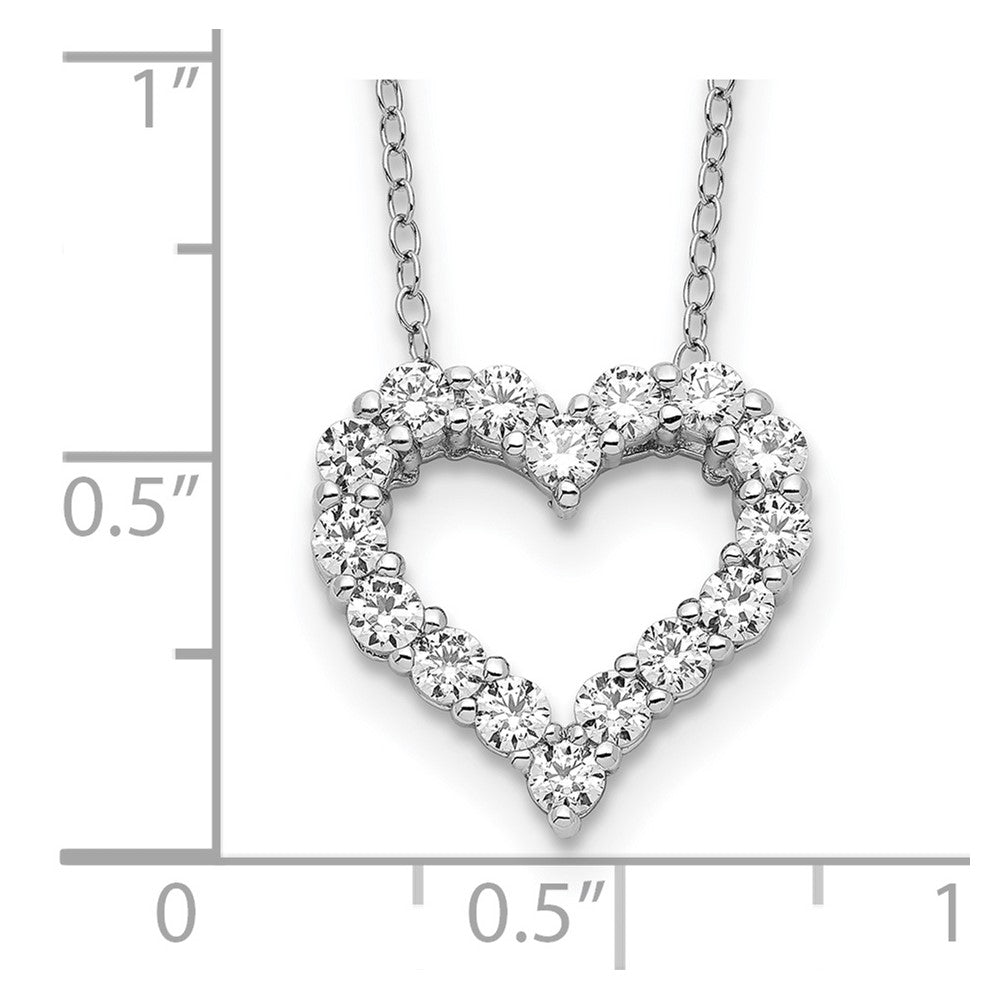 Sterling Silver Rhodium-plated Diamonore Heart 16 in w/2in ext Necklace