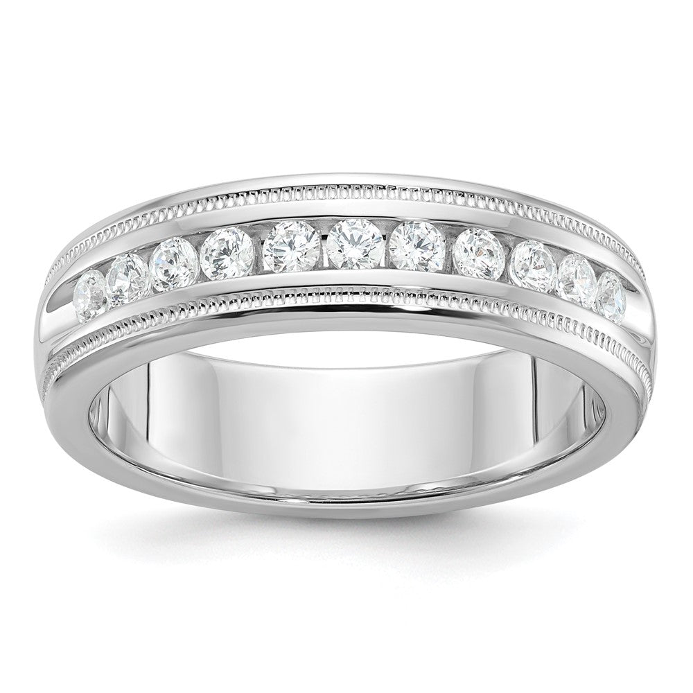 SS IBGoodman Men's Polished and Milgrain 11-Stone CZ Ring