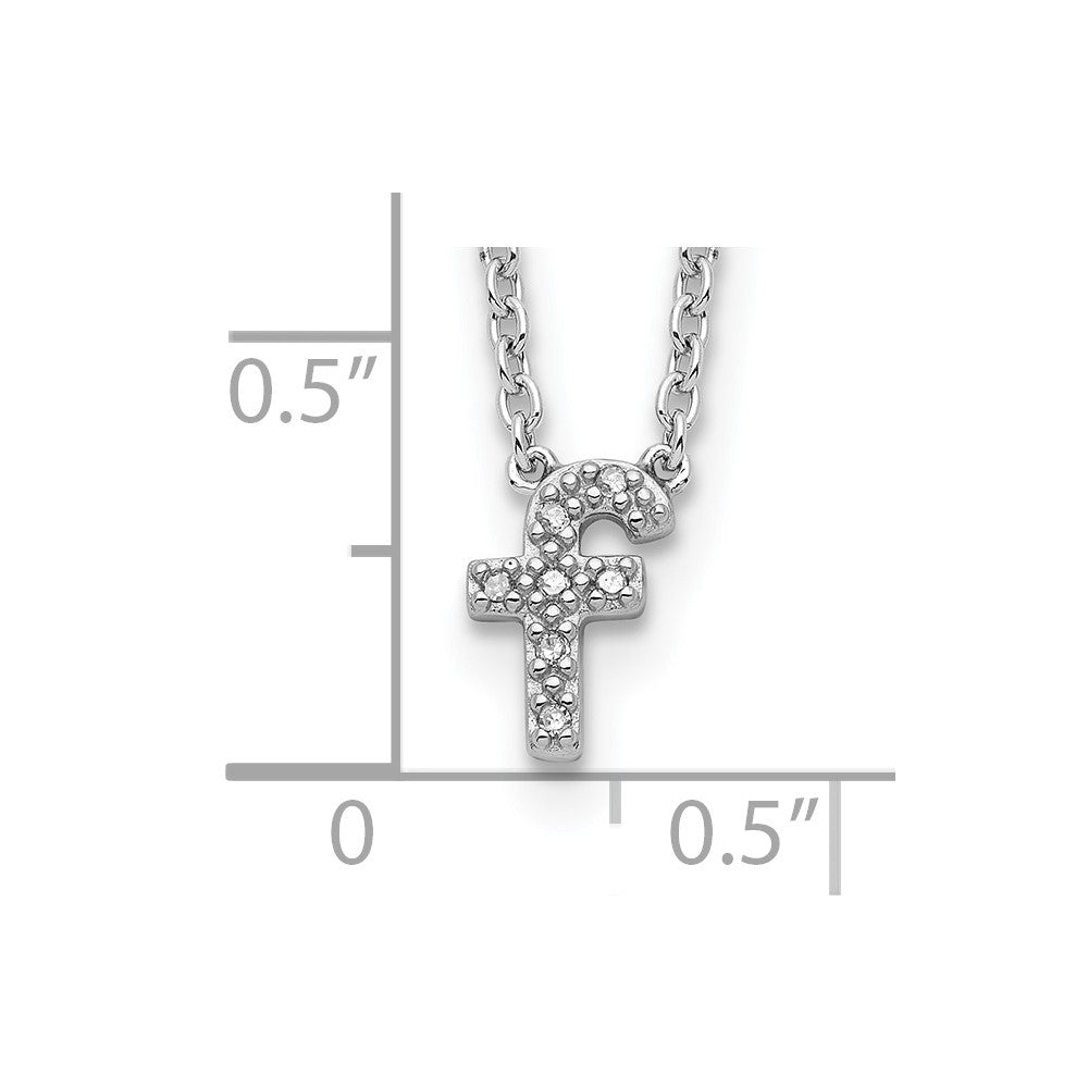 Sterling Silver Polished Diamond Initial f with 16 + 2 in ext Necklace