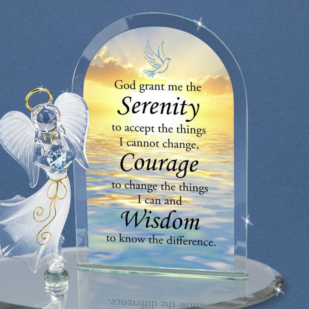 Glass Baron Serenity Prayer with Angel Glass Figurine