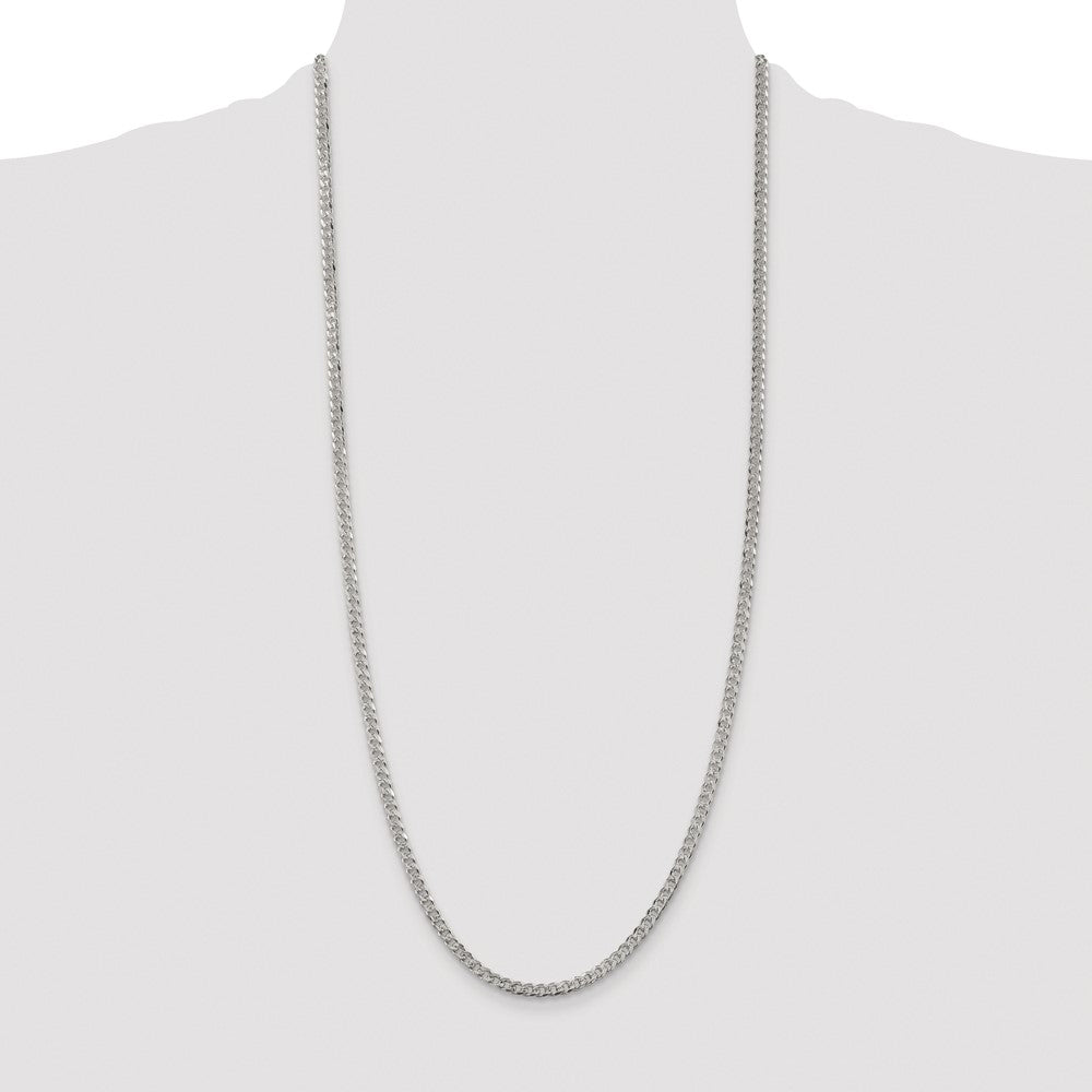 Sterling Silver Rhodium-plated 3.8mm Pav‚ Curb Chain