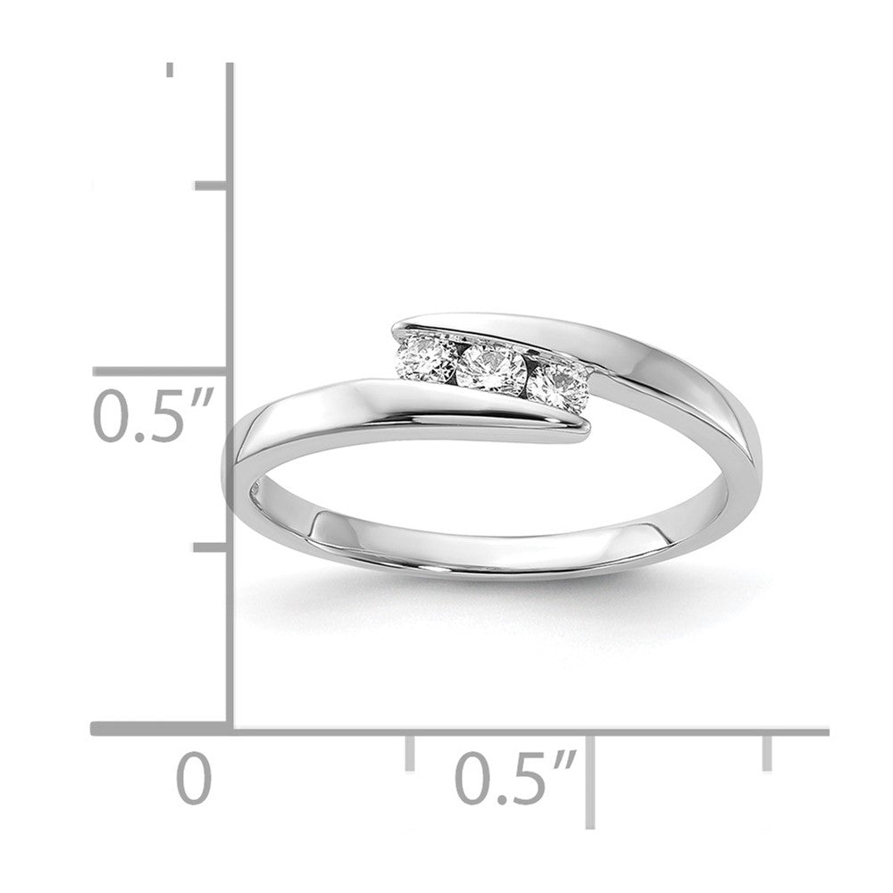 10k White Gold Polished Triple Diamond Ring