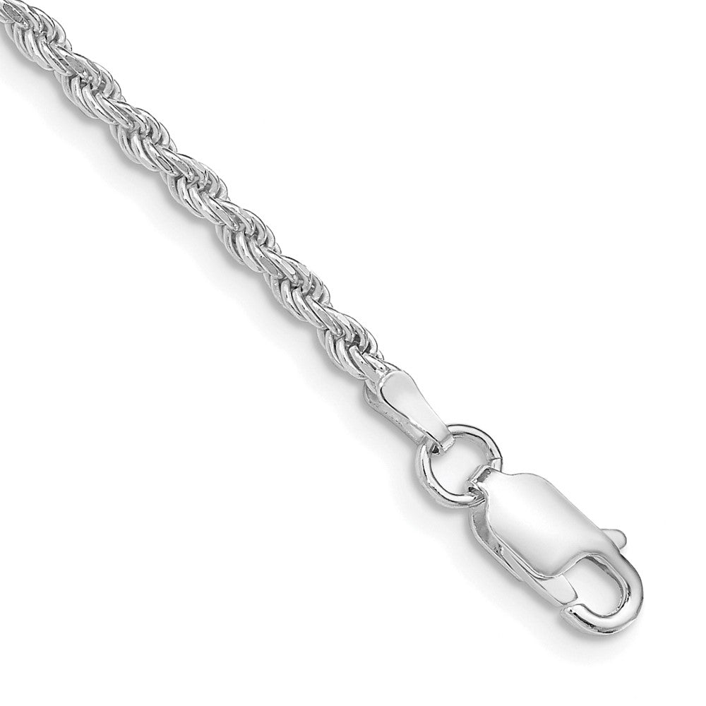 Sterling Silver Rhodium-plated 2.25mm Diamond-cut Rope Chain 7 inches