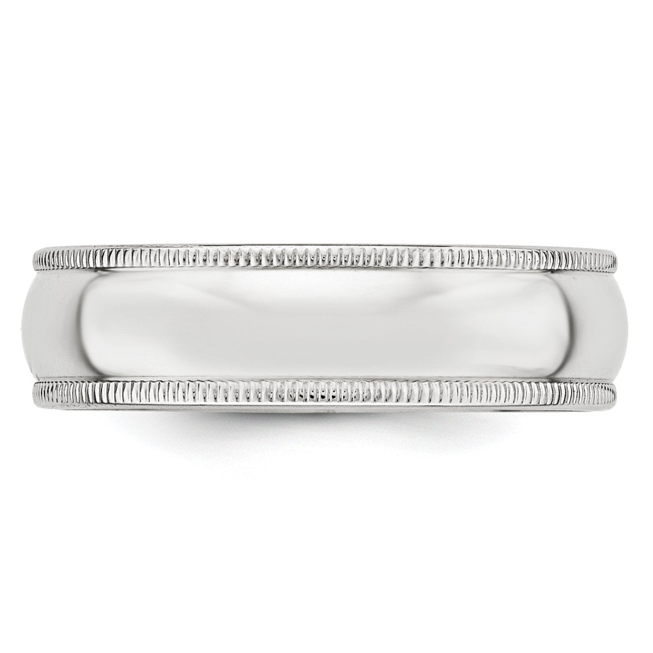 10k White Gold 6mm Milgrain Half Round Wedding Band Size 10