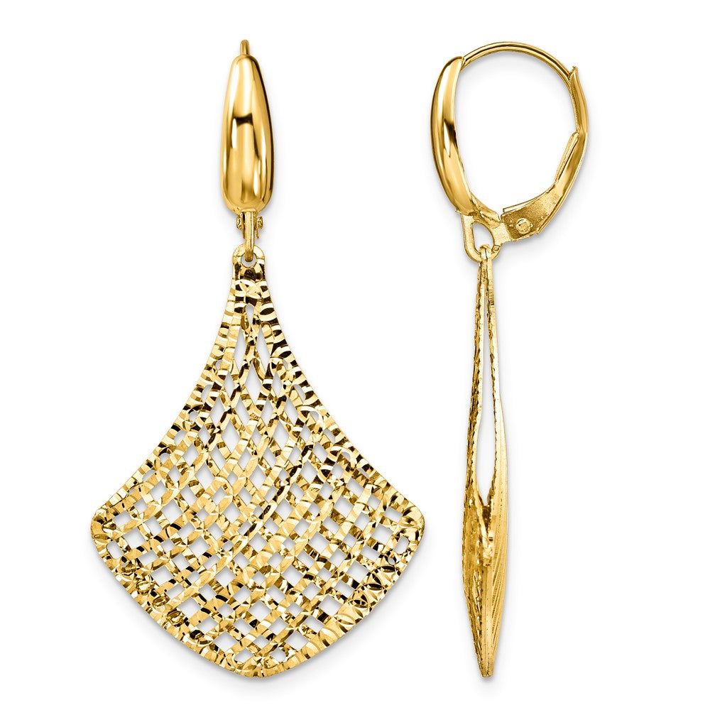 18k Polished and D/C Dangle Earrings