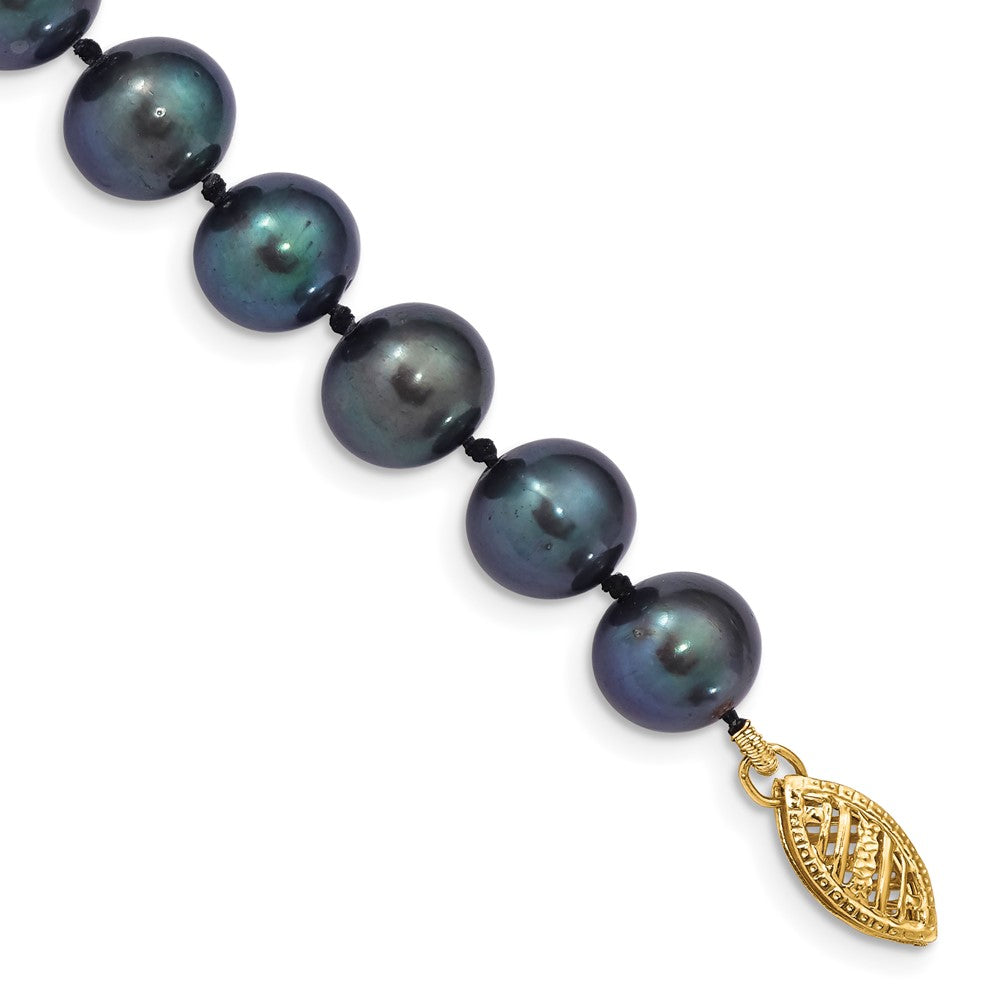 14k 8-9mm Black Near-Round Freshwater Cultured Pearl 7.5 inch Bracelet 7.5 inches