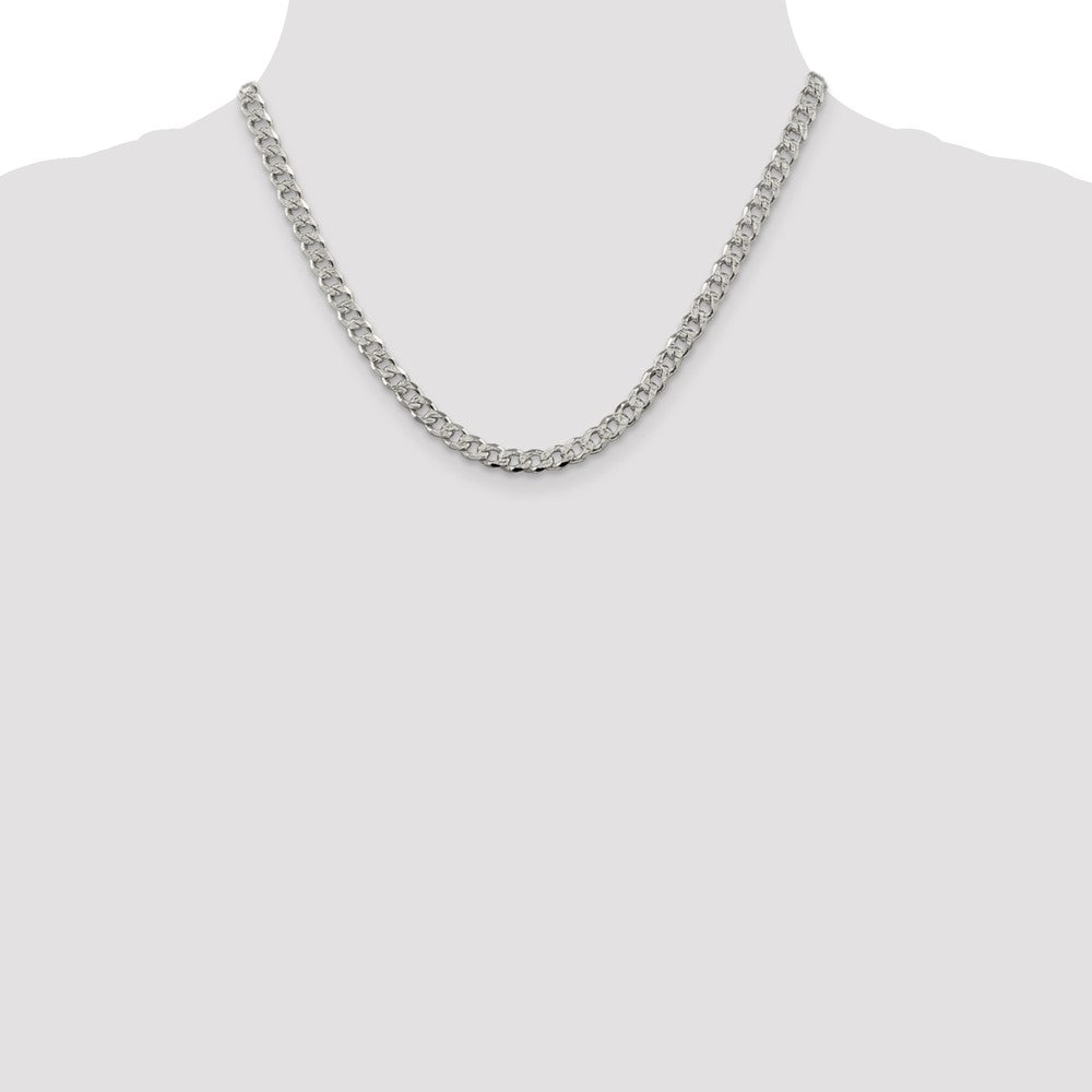 Sterling Silver 5.5mm Pav‚ Curb Chain 18 Inches