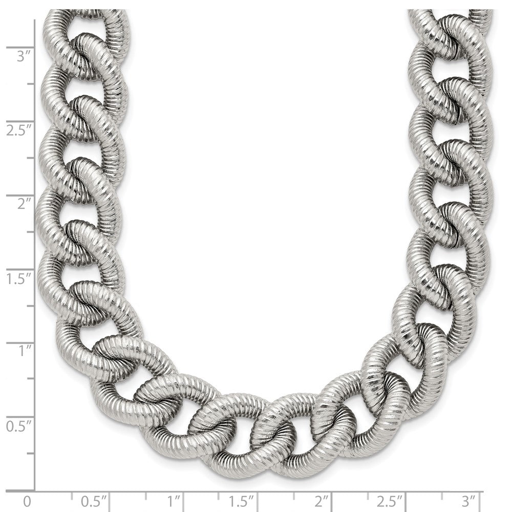 Stainless Steel Polished and Textured 14.5mm 23.75in Curb Chain